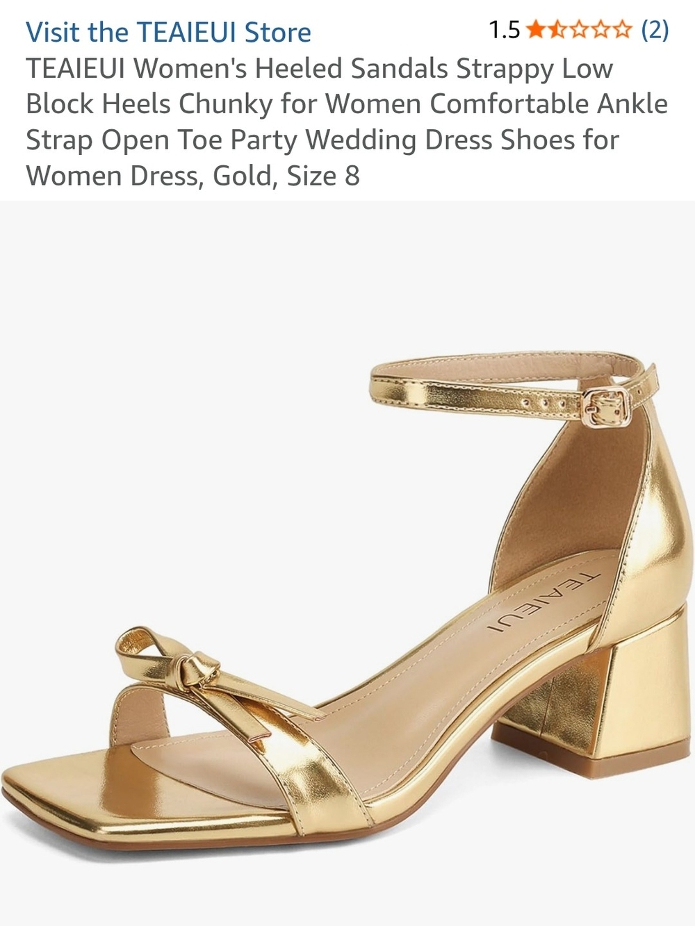 Forever 21 Gold Metallic (Size 9) Ankle-Strap Block Heel Sandals